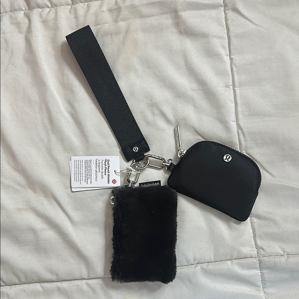 DISCONTINUED Lululemon Black Dual Pouch Wristlet *Plush Fleece